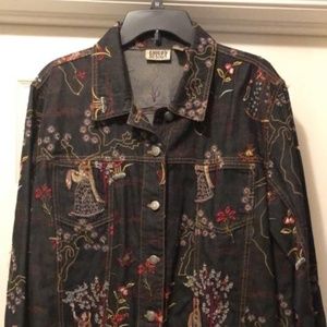 Chico's embroidered denim jacket